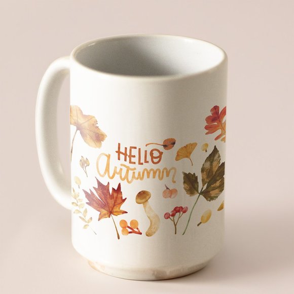 Hello Autumn Coffee Mug. Thanksgiving Coffee Cup. Fall 15oz Ceramic Mug. - Picture 5 of 5